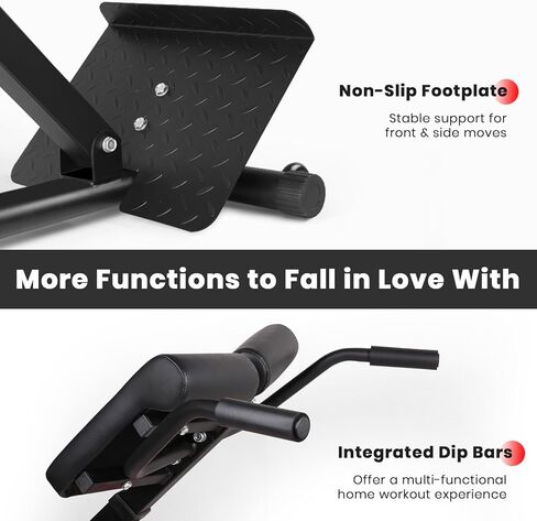 LIONSCOOL Heavy-Duty Adjustable Roman Chair - Back Extension Bench with Multiple Adjustment Functions- Hyperextension Bench Perfect for Home Gym (Black, 45°-180° Bench) in Kuwait