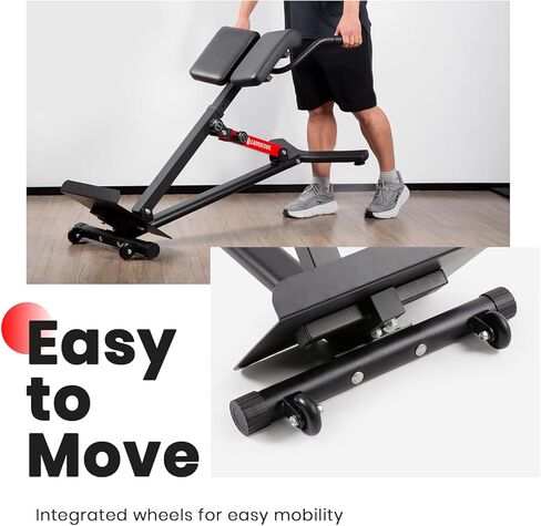 LIONSCOOL Heavy-Duty Adjustable Roman Chair - Back Extension Bench with Multiple Adjustment Functions- Hyperextension Bench Perfect for Home Gym (Black, 45°-180° Bench) in Kuwait