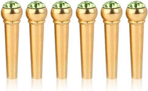 Guitar Bridge Pins, Brass Material with Crystal Glass Dot Decor 6Pcs Set for Folk Acoustic Guitar Players Musicians Repair Enthusiasts (Green) in Kuwait
