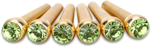 Guitar Bridge Pins, Brass Material with Crystal Glass Dot Decor 6Pcs Set for Folk Acoustic Guitar Players Musicians Repair Enthusiasts (Green) in Kuwait
