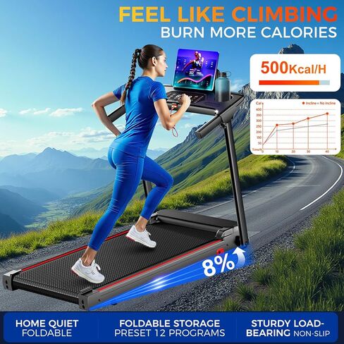 Walking Pad Treadmill, Walking Pad with Handle Bar, Foldable Treadmills for Home Office, Running Machine with LED Display & Remote Control in Saudi Arabia