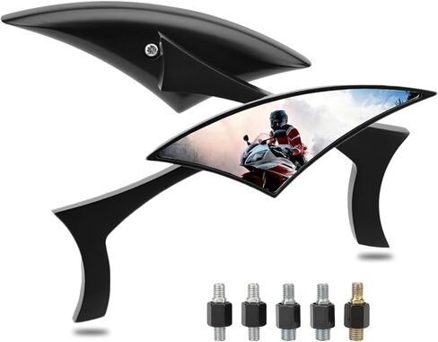 LKV Universal Motorcycle Mirrors مع 8 مم 10 مم برغي للدراجة الخلفية المرآة الجانبية مرآة 360 درجة متتالية متوافقة مع سكوتر هوندا سوزوكي كاواساكي النصر in Kuwait