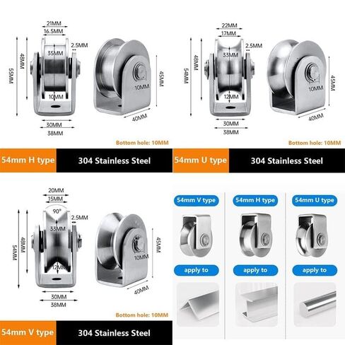Track Wheel, Track Wheel,Grooved,1pcs Pulley Block V/U/H 304 Stainless Steel Roller Silent Heavy Duty(V 16mm) in Saudi Arabia