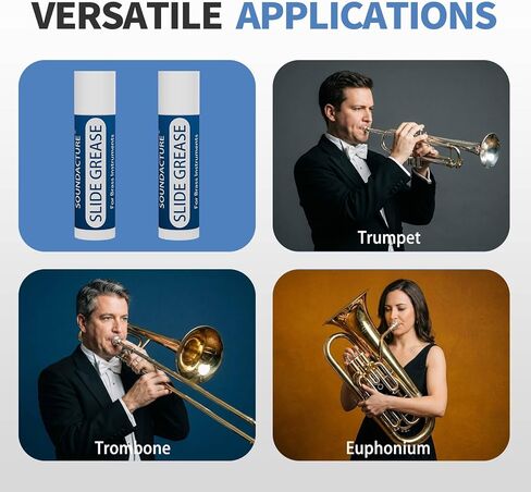 قطعتان من شحم البوق للترومبون، مادة تشحيم منزلق ضبط النحاس، شحم ناعم طويل الأمد للعناية بشرائح الترومبون، ملحقات الآلات النحاسية التي يجب اقتناؤها in Kuwait