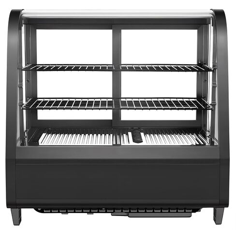 Certified Refrigerated Display Case, 3.5 Cu.Ft Countertop Refrigerator Commercial Display Fridge with Black Curved Glass & Auto Defrost, Freestanding Bakery Display Case for Cafe & Restaurant in Kuwait