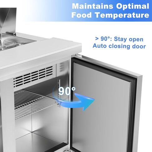 ثلاجة Tylza التجارية مقاس 48 بوصة، وطاولة إعداد سلطة الساندويتشات مقاس 12.7 قدمًا مكعبًا، وثلاجة سطح العمل الضخمة مع 12 مقلاة ولوح تقطيع، ومبرد إعداد السلطة من الفولاذ المقاوم للصدأ ببابين للمطعم وشاحنة الطعام in Kuwait