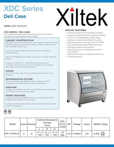 Xiltek 48" Deli Display Case - Refrigerated with LED Lighting - Commercial Kitchen Equipment Refrigerator in Kuwait