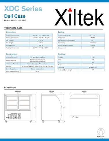 Xiltek 48" Deli Display Case - Refrigerated with LED Lighting - Commercial Kitchen Equipment Refrigerator in Kuwait