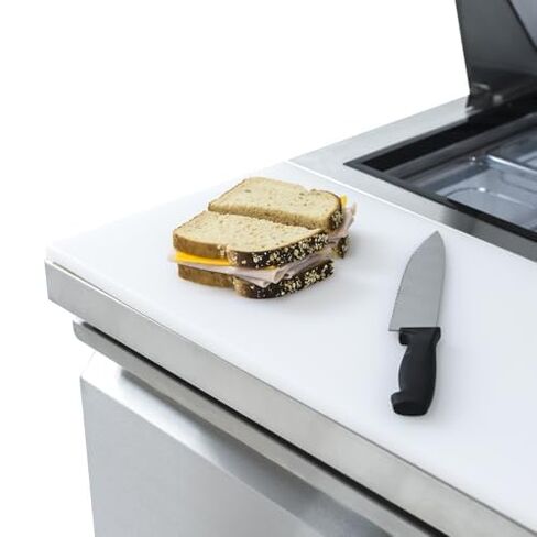 Empura 72" Mega Top Refrigerated Prep Table with Three-Solid Door | Sandwich Salad Preparation Fridge with (27) 1/6" Pans and 9" Cutting Board | 71.7"W x 34.5"D x 43.2"H, Stainless Steel, 115v, NSF in Kuwait