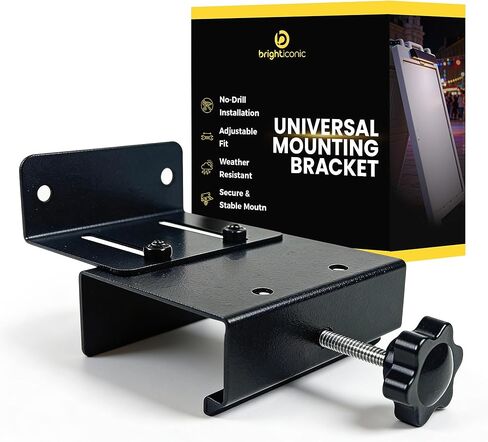 Brighticonic Universal A-Frame Sign Light Bracket - No-Drill LED Mounting Bracket, Adjustable Clamp - Secure Mount for Lightweight Sidewalk Signboards, Camera, Solar Sign Lights - Fits 1.75" Edges in Kuwait