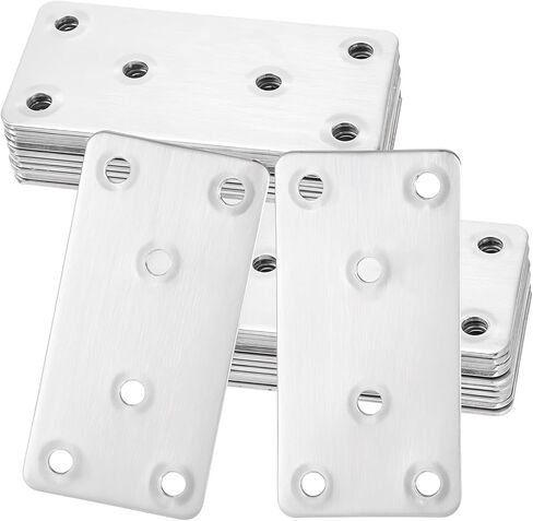 50PCS Silver Flat Mending Plates, 3.15×1.57" 304 Stainless Steel Brace Straight Mending Joining Plates, Metal Straight Brackets for Brace, Furniture, Wood, Cabinet,80X40X2MM in Kuwait