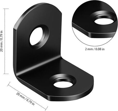 100 Pack Stainless Steel L Brackets, Heavy Duty Corner Brace Bracket, 90 Degree Right Angle Bracket for Wood Chair Bookshelf Cabinets Furniture, with Screws, Black(20mmx20mm) in Kuwait