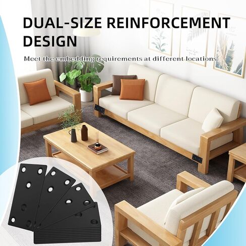 8Pcs Black Mending Plate - 3.15"x1.57", Stainless Steel Flat Metal Brackets Straight Metal Plate Wood Connector Brackets Fixing Brace Joining Plates for Furniture Shelves Fasteners in Kuwait