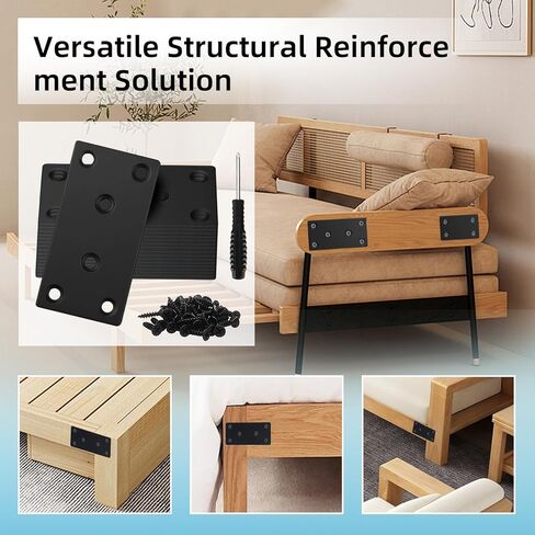 8Pcs Black Mending Plate - 3.15"x1.57", Stainless Steel Flat Metal Brackets Straight Metal Plate Wood Connector Brackets Fixing Brace Joining Plates for Furniture Shelves Fasteners in Kuwait