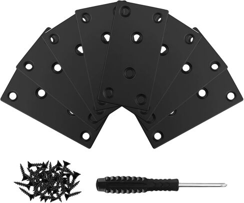 8Pcs Black Mending Plate - 3.15"x1.57", Stainless Steel Flat Metal Brackets Straight Metal Plate Wood Connector Brackets Fixing Brace Joining Plates for Furniture Shelves Fasteners in Kuwait