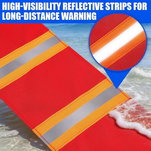 TOBWOLF 2PCS Reflective Kayak Safety Flags, 14"x4.7" Safety Travel Flag for Boat Trailer Canoe SUP Towing Warning Flag with Webbing, High Visibility Red Flags for Truck Loads Safety Accessories Kit in Kuwait