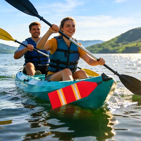 TOBWOLF 2PCS Reflective Kayak Safety Flags, 14"x4.7" Safety Travel Flag for Boat Trailer Canoe SUP Towing Warning Flag with Webbing, High Visibility Red Flags for Truck Loads Safety Accessories Kit in Kuwait