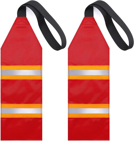 TOBWOLF 2PCS Reflective Kayak Safety Flags, 14"x4.7" Safety Travel Flag for Boat Trailer Canoe SUP Towing Warning Flag with Webbing, High Visibility Red Flags for Truck Loads Safety Accessories Kit in Kuwait