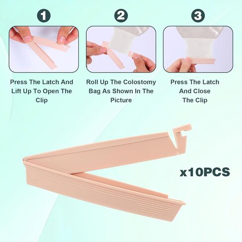 Ileostomy Bags, 10 Pack Reusable Ostomy Sealing Bars, Universal Curved Closure Clamp for Colostomy Bags, Drainable Pouch Tail Clip, Leak Proof Colostomy Supplies in Kuwait