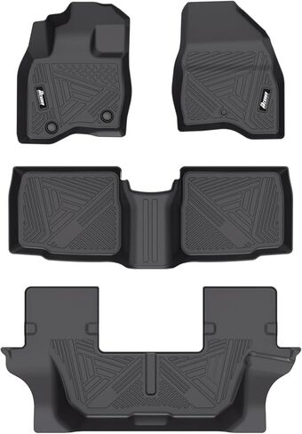 حصيرة أرضية Ikon Motorsports 3D TPE ، متوافقة مع 2015-2019 Ford Explorer ، جميع خطوط الأرضية المضادة للانزلاق في الجبال ، واللاحنة الأمامية والصف الثاني إكسسوارات داخلية للسيارة ، الأسود in Kuwait