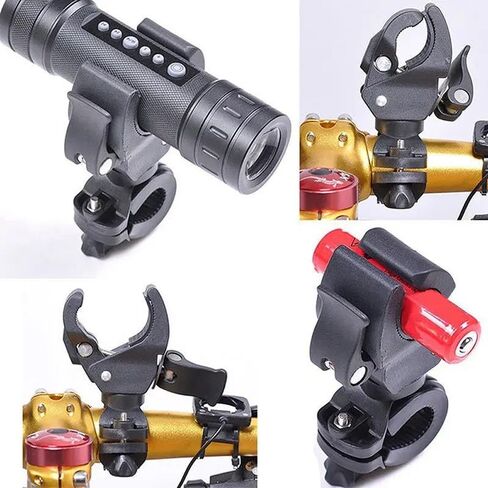 Bicycle Handlebar Flashlight Clip Holder Universal 360 Degree Rotating Bike LED Torch Mount Clamp Grip Bracket in Saudi Arabia