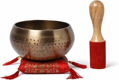 Hand-Hammered Tibetan Singing Bowls Set Musical Instrument for Meditation with Stick and Cushion (Bowl Size - 5 Inches) in Kuwait