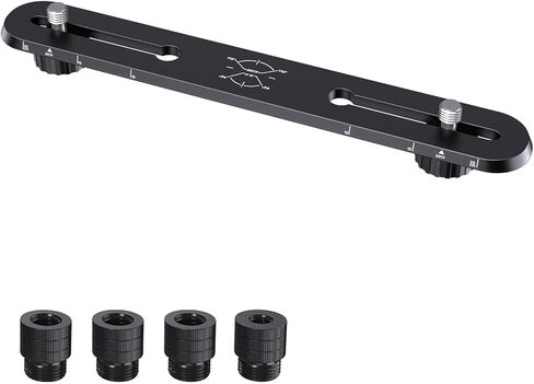 Stereo Array Spacing Mic Bar, Portable Dual Microphone Mount, Precision ORTF XY Stereo Bar, Lightweight Mic Holder for Podcast, Field Recording, 1/4", 3/8" & 5/8" Thread Adapter Fits Most Mic Stands in Kuwait