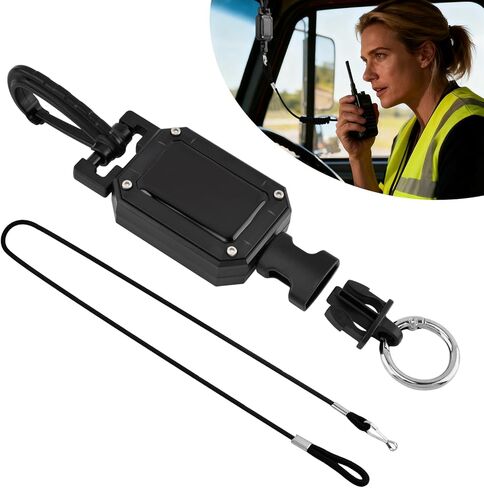 CB Mic Holder, Retractable 360° Rotatable Microphone Hanger Keeper, Mic Tether Stainless Steel Cord with Adjustable Mount Kit, CB Radio Accessory for Truck Driver in Kuwait