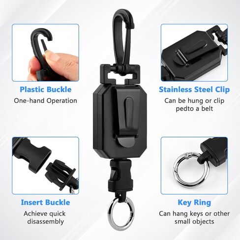 CB Mic Holder, Retractable 360° Rotatable Microphone Hanger Keeper, Mic Tether Stainless Steel Cord with Adjustable Mount Kit, CB Radio Accessory for Truck Driver in Kuwait