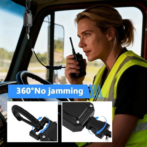 CB Mic Holder, Retractable 360° Rotatable Microphone Hanger Keeper, Mic Tether Stainless Steel Cord with Adjustable Mount Kit, CB Radio Accessory for Truck Driver in Kuwait
