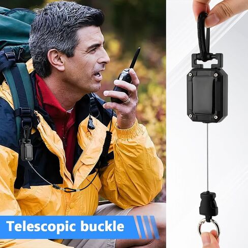 CB Mic Holder, Retractable 360° Rotatable Microphone Hanger Keeper, Mic Tether Stainless Steel Cord with Adjustable Mount Kit, CB Radio Accessory for Truck Driver in Kuwait