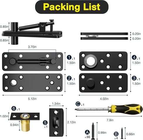 Hidden Door Hinge Kit - Heavy Duty Pivot Hinge 620LB Load-Bearing Thickened Stainless Steel, 360° Silent Rotation Hidden Door Hardware, Hidden Door Hinges for Secret Door/Hidden Door Bookcase in Kuwait