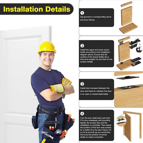 Hidden Door Hinge Kit - Heavy Duty Pivot Hinge 620LB Load-Bearing Thickened Stainless Steel, 360° Silent Rotation Hidden Door Hardware, Hidden Door Hinges for Secret Door/Hidden Door Bookcase in Kuwait