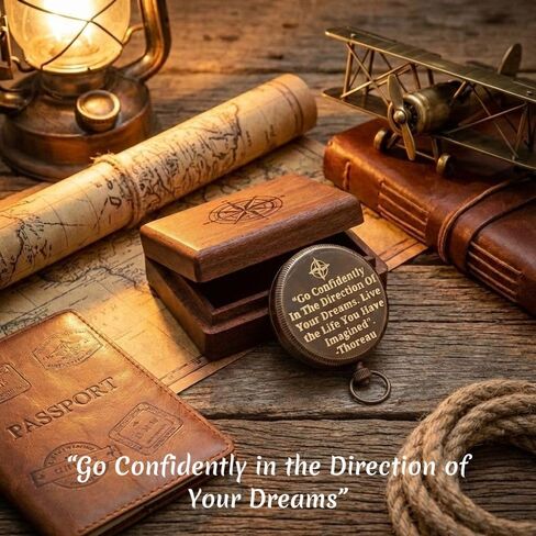 Compass Gift for Mom/Dad, Vintage Pocket Compass Engraved with Go Confidently Customized Gifts for Women/Men, Baptism 2026 Communion Christian Luxury Gift, Anniversary or Keepsake in Kuwait