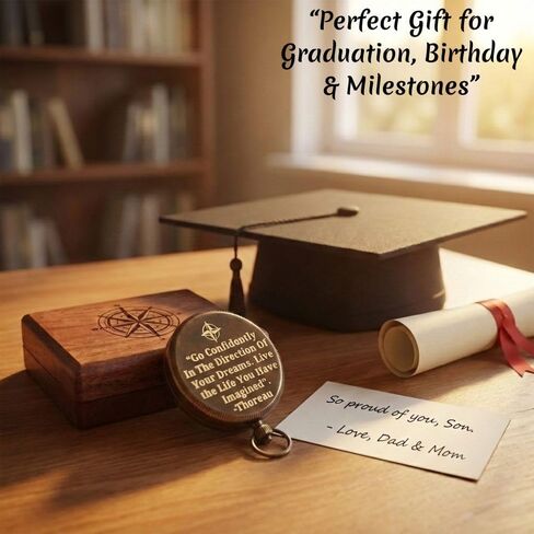 Compass Gift for Mom/Dad, Vintage Pocket Compass Engraved with Go Confidently Customized Gifts for Women/Men, Baptism 2026 Communion Christian Luxury Gift, Anniversary or Keepsake in Kuwait