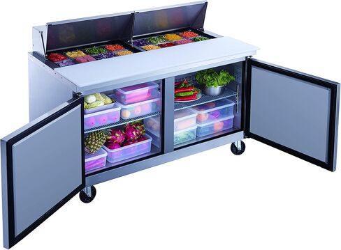 Dukers DSP60-16-S2 14.3 cu. ft. 2-Door 60" Commercial Food Salad/Sandwich Prep Table Refrigerator in Stainless Steel in Saudi Arabia