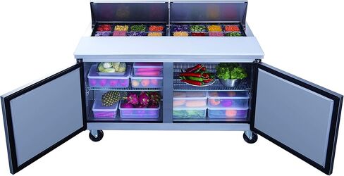 Dukers DSP60-16-S2 14.3 cu. ft. 2-Door 60" Commercial Food Salad/Sandwich Prep Table Refrigerator in Stainless Steel in Saudi Arabia