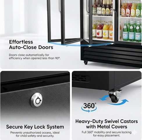 Commercial Refrigerator Glass 2-Door Merchandiser Display Fridge Beverage Drink Cooler ETL,NSF certified, Bottom-Mounted, 48 inches width, capacity 40 cuft 110V, 8 Shelves, Restaurant Kitchen LGD-1000 in Kuwait