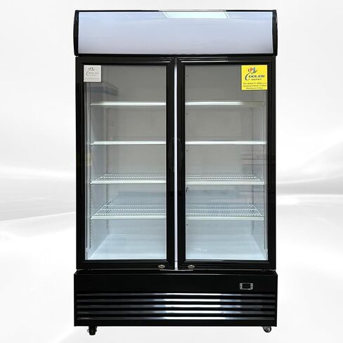 Commercial Refrigerator Glass 2-Door Merchandiser Display Fridge Beverage Drink Cooler ETL,NSF certified, Bottom-Mounted, 48 inches width, capacity 40 cuft 110V, 8 Shelves, Restaurant Kitchen LGD-1000 in Kuwait