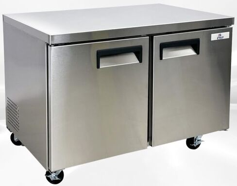 cooler depot Commercial Under Counter Refrigerator with Worktop 2 doors 48 Inches Width 13 Cu. Ft. 2 Shelves Cold Table Stainless Steel 33°F~41°F 115V/60HZ-AUR-12376 in Kuwait