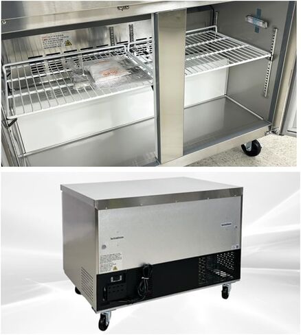 cooler depot Commercial Under Counter Refrigerator with Worktop 2 doors 48 Inches Width 13 Cu. Ft. 2 Shelves Cold Table Stainless Steel 33°F~41°F 115V/60HZ-AUR-12376 in Kuwait