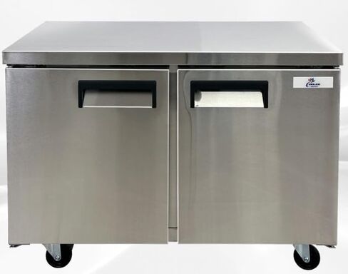 cooler depot Commercial Under Counter Refrigerator with Worktop 2 doors 48 Inches Width 13 Cu. Ft. 2 Shelves Cold Table Stainless Steel 33°F~41°F 115V/60HZ-AUR-12376 in Kuwait