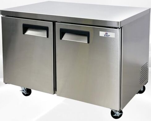 cooler depot Commercial Under Counter Refrigerator with Worktop 2 doors 48 Inches Width 13 Cu. Ft. 2 Shelves Cold Table Stainless Steel 33°F~41°F 115V/60HZ-AUR-12376 in Kuwait