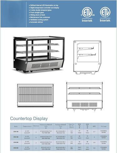 Commercial Display Refrigerator, ETL Fridge Cooler Countertop Case, 60" W 9.4 cu.ft. Black in Kuwait