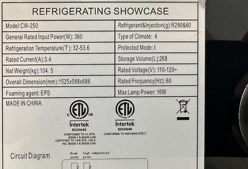 Commercial Display Refrigerator, ETL Fridge Cooler Countertop Case, 60" W 9.4 cu.ft. Black in Kuwait