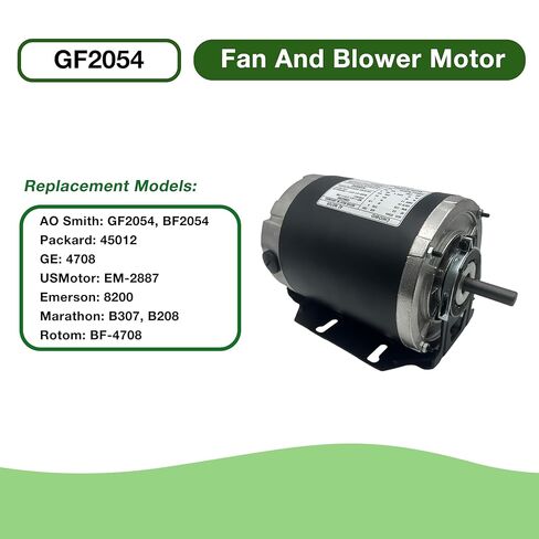 GF2054 Blower Motor 1/2 hp 115 Volts 7.2A 1725 RPM 60Hz 48 Frame Belt Drive Replacement for AO Smith BF2054 Packard 45012 GE 4708 Emerson 8200 in Kuwait