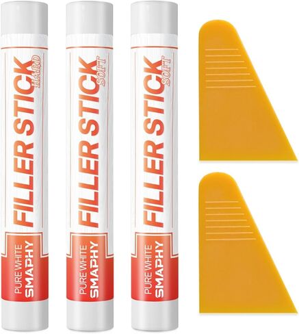 White Wood Filler Sticks 3 Pack - Fil Stick Quickly Fix Nail Hole, Ding, Scratch in Baseboard, Cabinet, Trim, Furniture & Drywall - Wood Repair Putty Wax Pen for Renters & Movers - Pure White in Kuwait