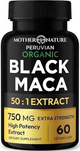 Mother Nature 37،500mg 50x قوة عضوية شديدة التركيز بيرو كبسولات جذر ماكا للرجال 100 ٪ مكة بيروانا نقية 50: 1 مستخلص لزيادة القدرة على التحمل ، enegy ، كسب العضلات - 180CT in Kuwait