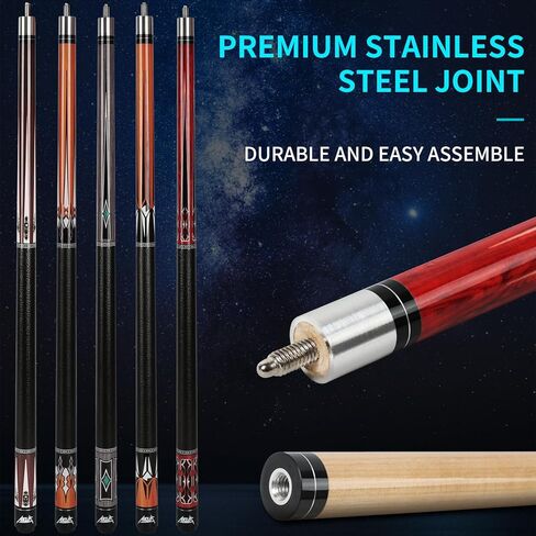 AKLOT Pool Cues, 5-Pack 58" Maple Pool Cue Stick, Pool Sticks for Adults - Perfect for Home Game Rooms, Bars & Billiard Halls, 18 19 20 21 oz Pool Cue in Kuwait