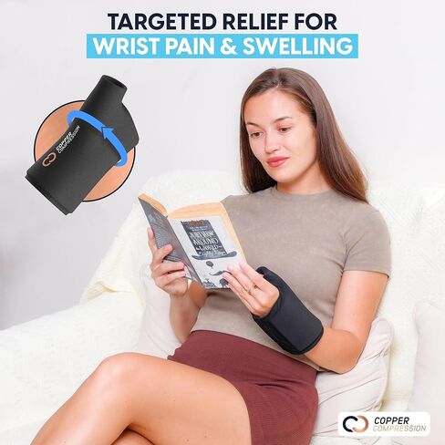 CopperFreeze™ Wrist Sleeve by Copper Compression. Hot & Cold Therapy Support for Pain, Swelling, and Injury Recovery. 360° Copper Infused Relief for Hands, Wrists, and Forearms in Kuwait